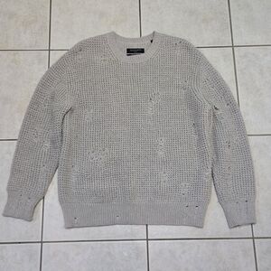 All Saints Vektarr Crew Sweater Men’s Size S Beige Oversized Distressed Knit